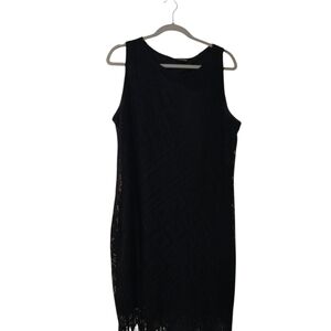 Crochet Look Elegant Black Sleeveless Dress